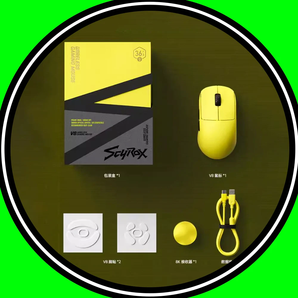 

Беспроводная мышь SCYROX V8, двухрежимные мыши, эргономичная, легкая, 8000 Гц, Paw3950, игровая мышь для киберспорта, 15 ПК, аксессуары, подарки для геймеров