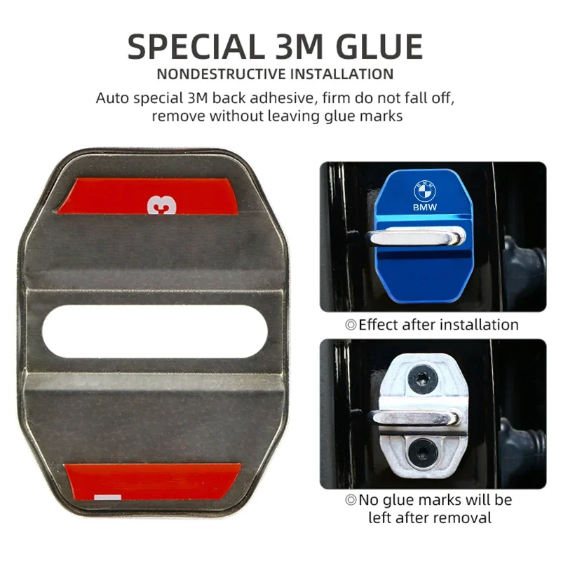 4PCS Car Door Lock Cover For BMW 1 2 3 5 7 Series M POWER X1 X3 X5 X6 G20 G30 G11 Stainless Steel Protective Cover Accessories image 5