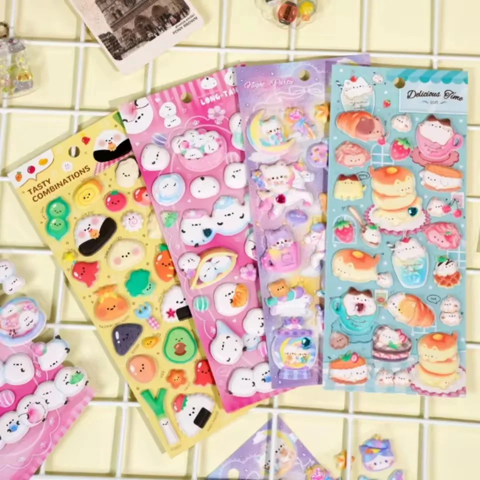 4 pcs Cartoon Night Time Luminous Foam 3D Stickers Scrapbooking Diy Journal Deco Stationery Sticker Cute School Supplies Gifts
