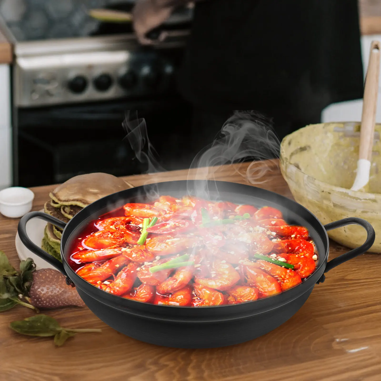 

Binaural Aluminum Alloy Seafood Pot Stainless Steel Korean Style Hot Pot Soup Pan Portable Small Cooking Household Kitchen Use