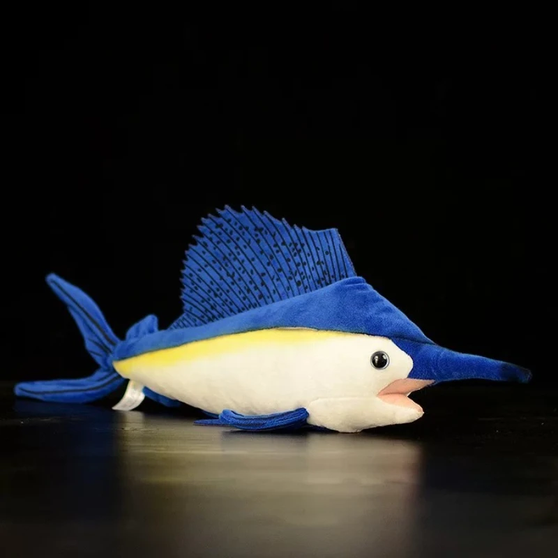 Cute Realistic Sailfish Plush Toy Lifelike Indo-Pacific Sailfish Stuffed Animal Doll Soft Sea Creature Plush Pillow Home Decor