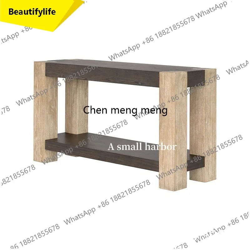 02M Medieval Entrance Platform Entrance Table Retro Solid Wood Corridor End View Platform Nordic Entrance Cabinet