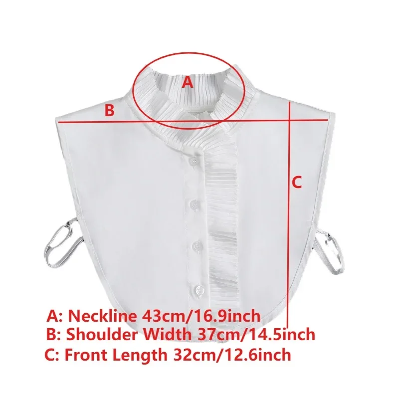 여성용 우아한 주름 장식 가짜 칼라, 탈부착 가능한 레이스 스탠드 칼라, 여성용 탈부착 가능한 넥타이 칼라