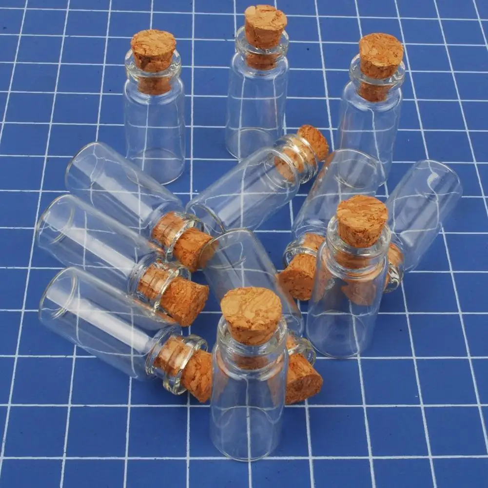 10 pcs Cork Stopper Glass Bottles Vials Jars Container 24x12mm Size A3N5