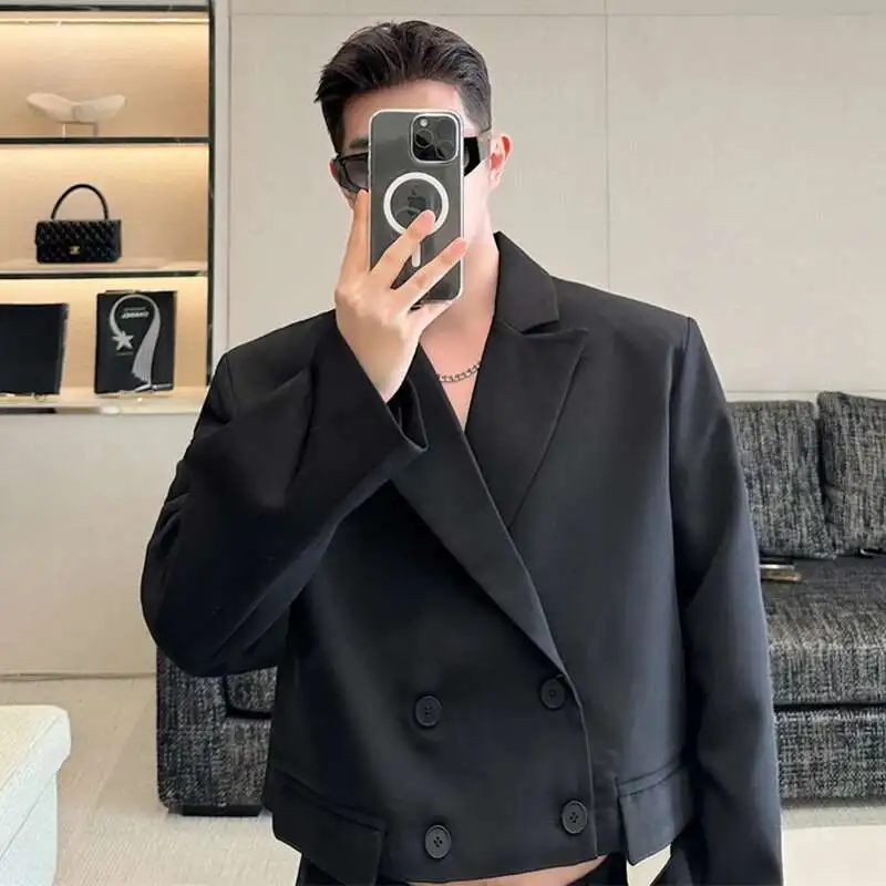 LUZHEN Elegant Fashion Korean Double Breasted Short Outerwear Men\'s 2025 New Trendy Street Handsome Versatile Suit Jacket LZ7171