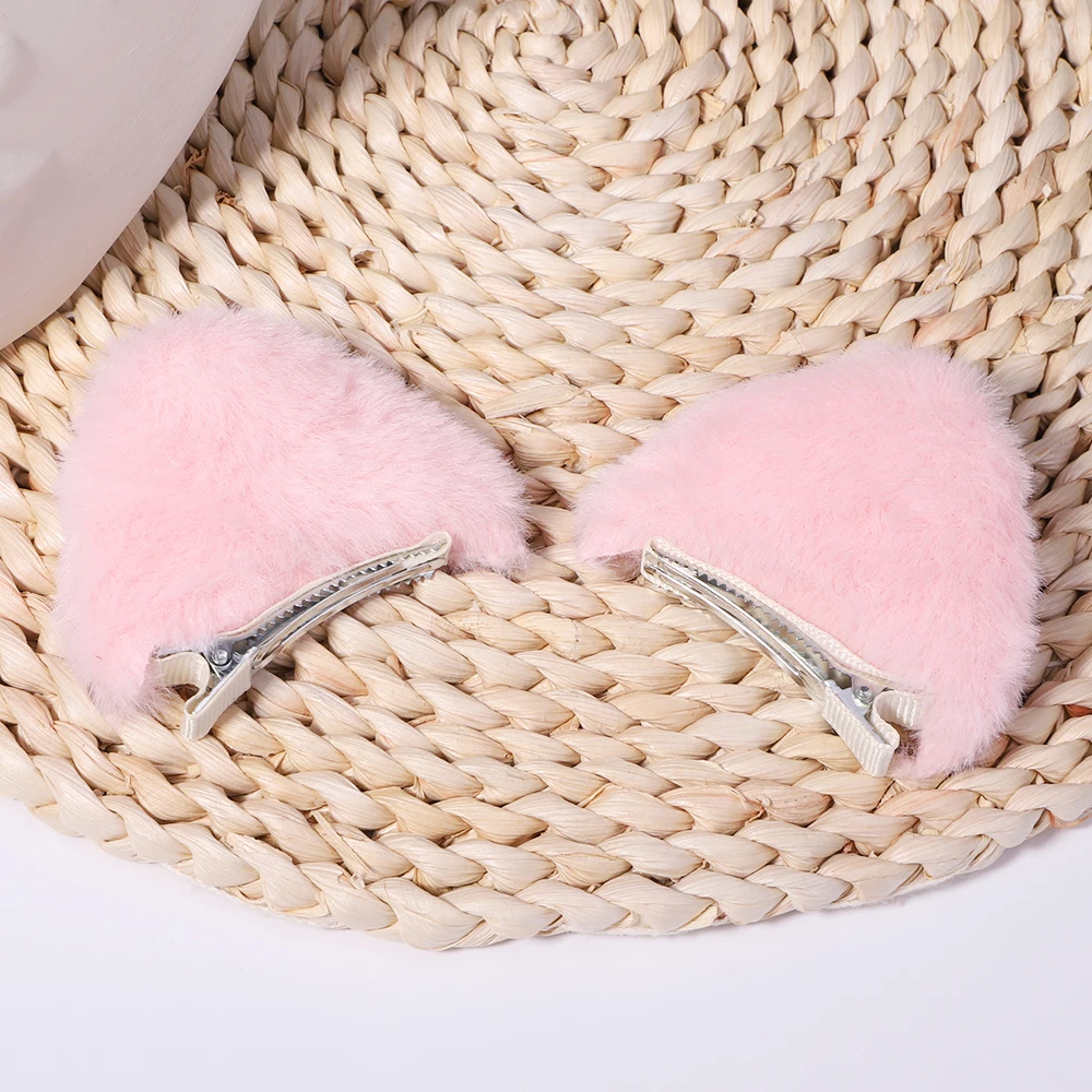 1Pair New Girls Cute Soft Plush Cat Ears Hairpins Children Sweet Hair Decorate Selfie Props Hair Clips Fashion Hair Accessories