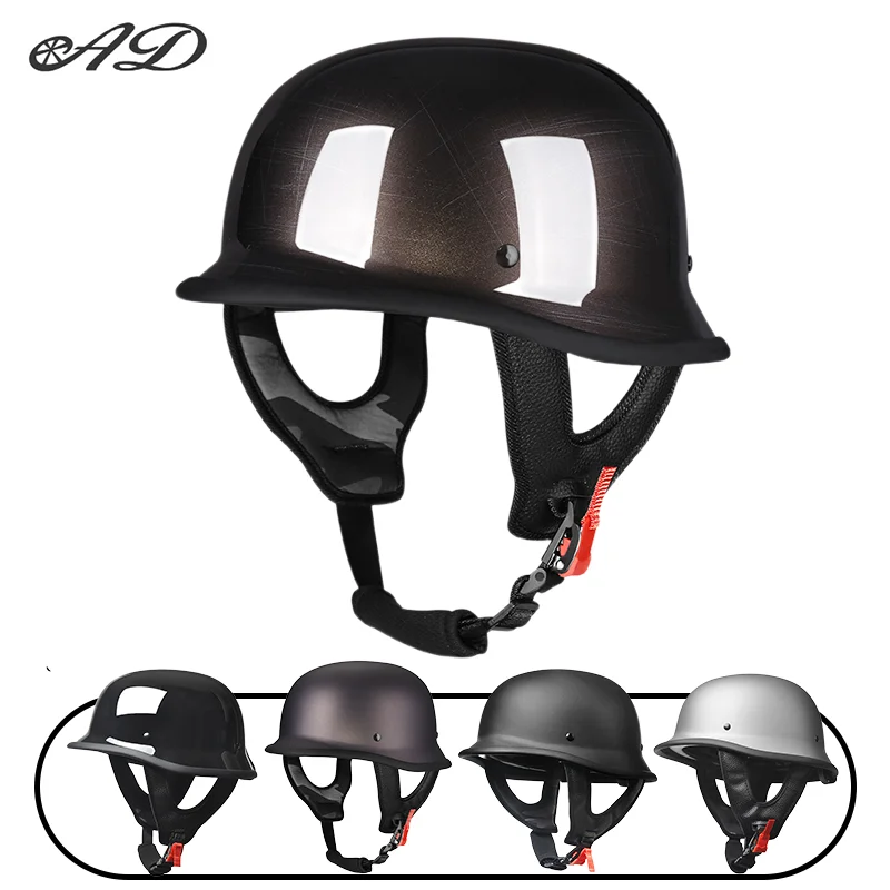 

AD new motorcycle helmet retro half helmet four seasons general German soldier helmet motorcycle scoop