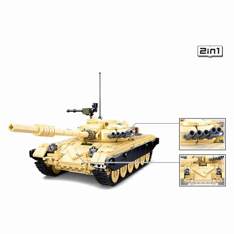 WW2 Military 770 PCS ARMY T-72B3 Dual Variable Main Battle Tank MBT Building Blocks Soldiers Army Weapon DIY Bricks Kids Toys