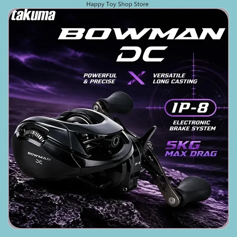 Takuma Bowman DC Baitcasting Reel IPX8 Electronic Brake Ultra Light Versatile Long Casting Fishing Reel Loud Click Tackle Pro UL