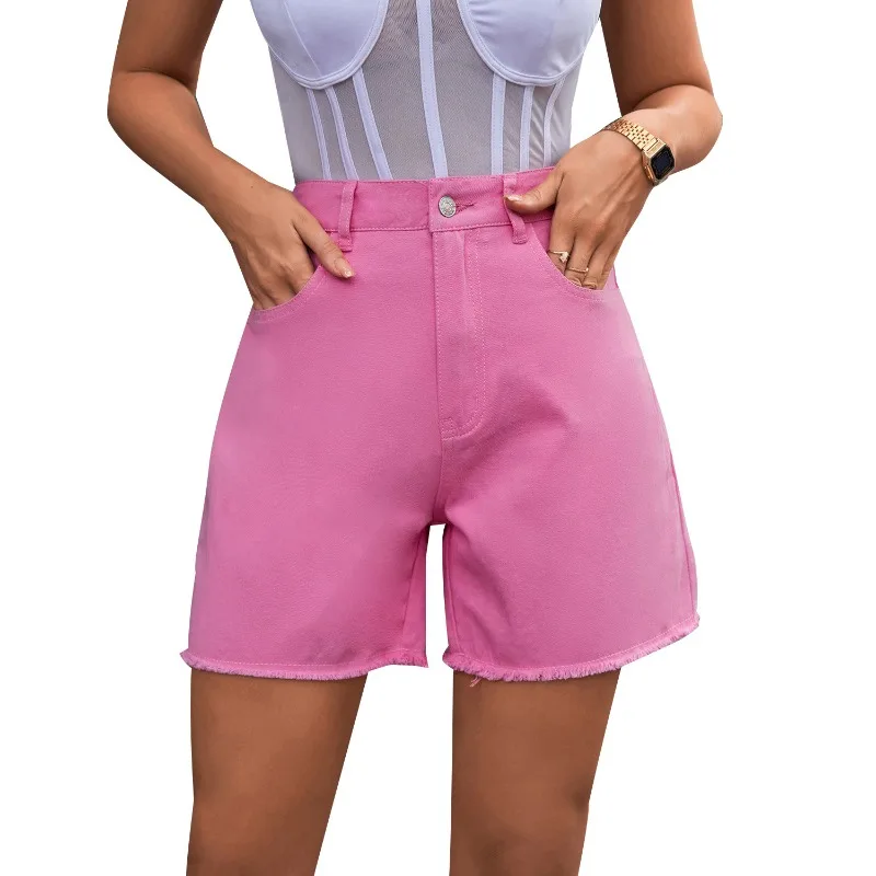 스팟-30760 # 유럽과 미국 트렌드 루즈 캐주얼 하이웨이스트 루즈핏 슬림 여성 데님 반바지 D30760