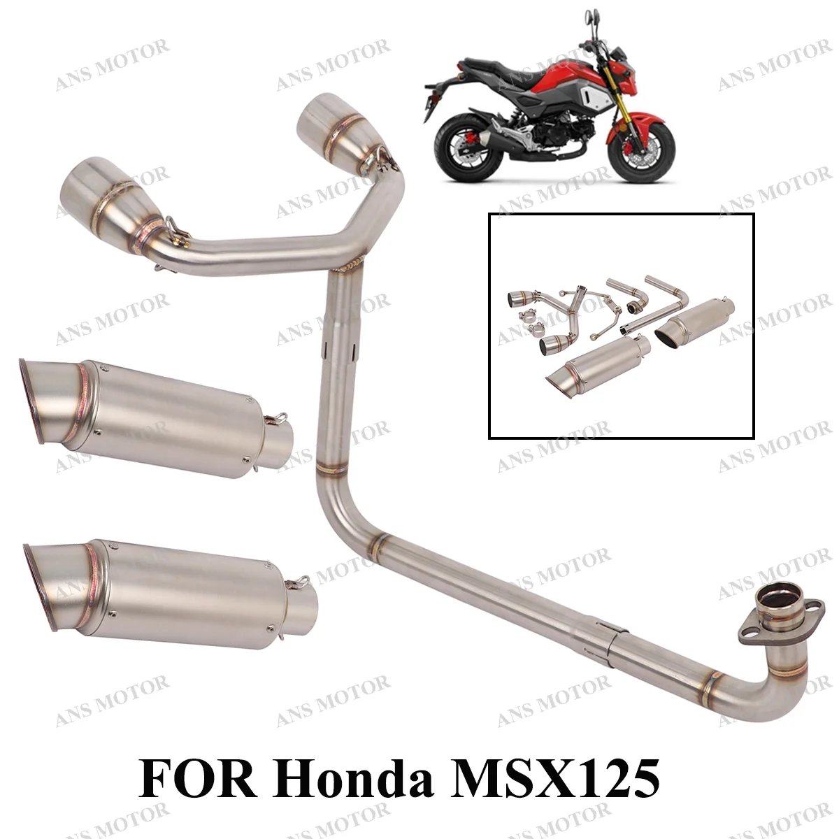 

For Honda Grom Msx125 MSX125SF M3 Motorcycle Exhaust Full Exhaust System Slip On Double Hole Msx125 Exhaust