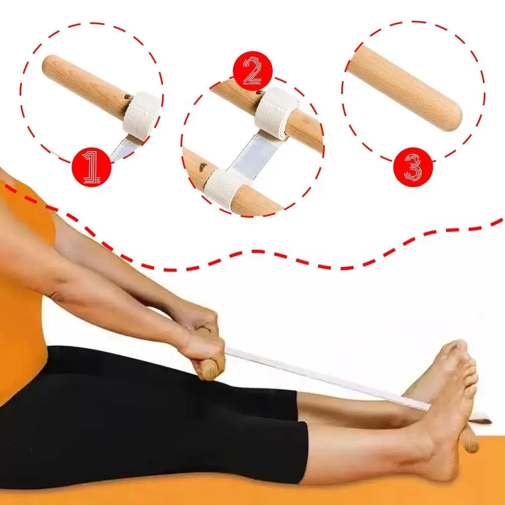 

Wood Workout Equipment Yoga Strap Antiskid Multi-Functional Stretching Strap Adjustable Portable Stretching Tool