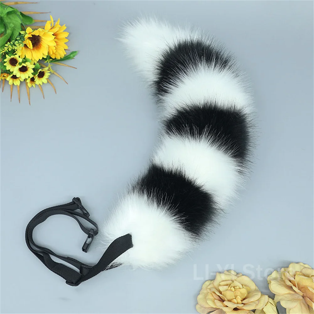 8 Colors Adjustable Belt Plush Animal Tail Bear Fox Cat Cosplay Fursuit Role Play Party Anime Fox Performance Costume Props