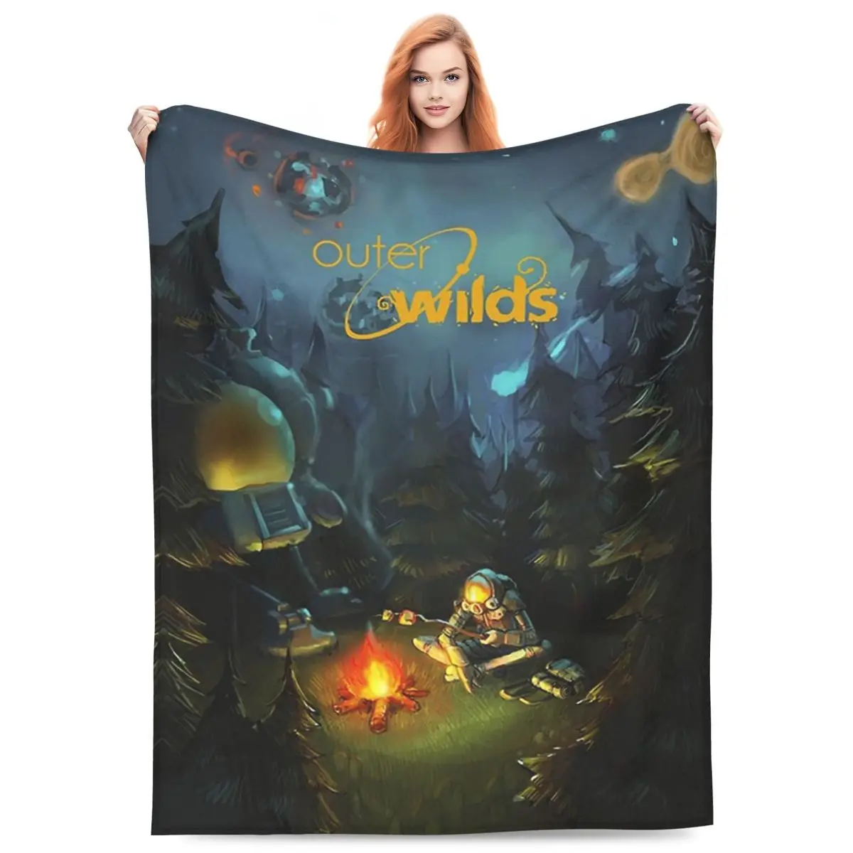 Outer Wilds Camp Blanket Flannel Sofa Throw Blanket Multi-function for Home Bedroom Throws Bedspread Quilt