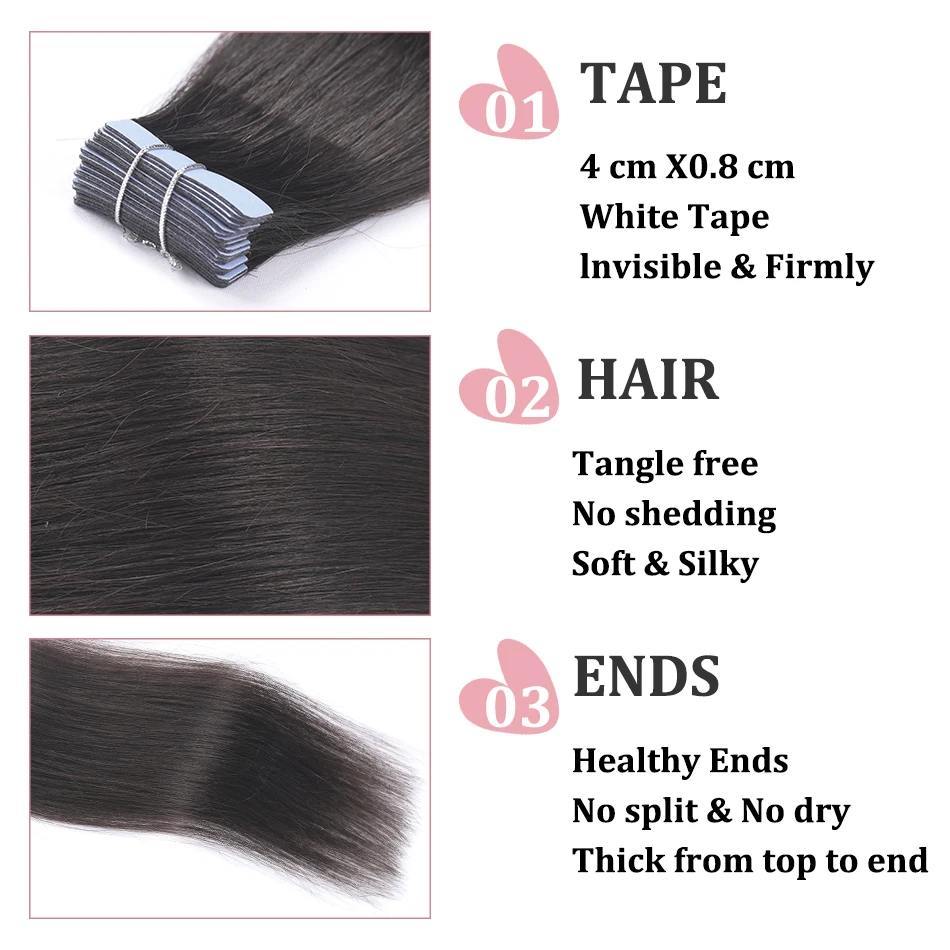 Lovelysee-Cinta en extensiones de cabello humano para mujer, pelo liso europeo 100% Remy con cintas, cinta Ins 20 piezas, 40 gramos, 2G/piezas Uds.