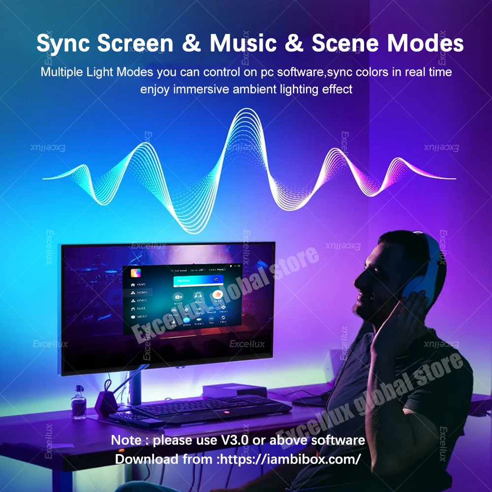 Gaming Lights Strip Computer Sync Led Strip Lights, Monitor RGB Screen Color LED Backlight Pickup Lamp Game Room Atmosphere Decor