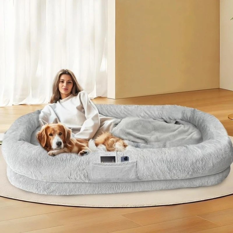 

NEW Human Dog Bed for Adults, XL Orthopedic Dog Bed with Memory Foam and Faux Fur Cover
