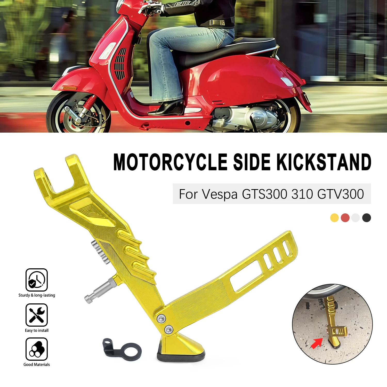 Motorrad-Seitenständer Seitenstütze Parkständer für Vespa GTS300 GTS310 GTV300