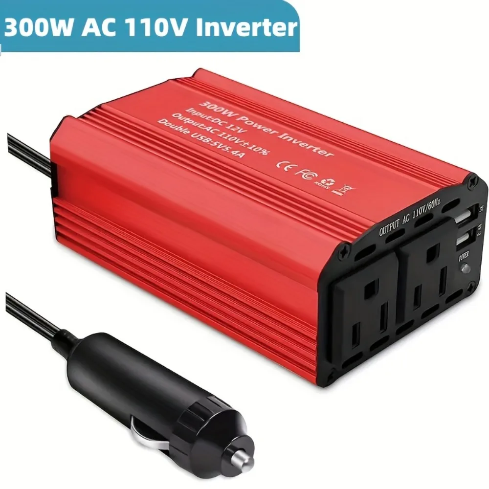 New Hot Sale 300W Automobile Power Inverter DC 12V To 110V AC Car Power Converter Charger With 5V 2.4A+3A And 2USB Car Adapters solar flood lights outdoor waterproof reflector solar 50w 100w 200w 300w 500w led solar powered spotlight with remote control