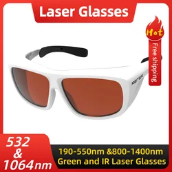 Lunettes de sécurité à pointeur laser vert picoseconde, lunettes de protection laser infrarouge, ND: YAG, 532nm, 1064nm