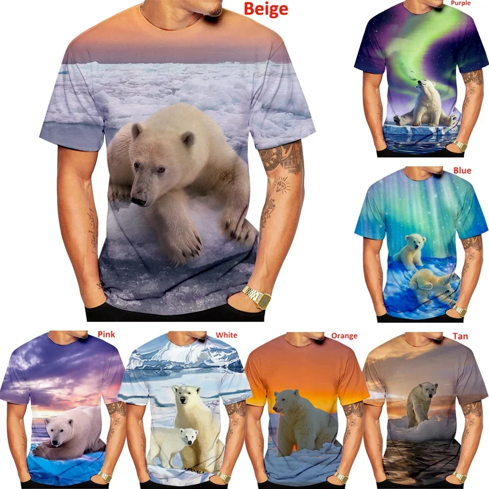 Nowa letnia koszulka 3d Animal Polar Bear Fashion Casual Funny Men Women z krótkim rękawem Harajuku T Shirt