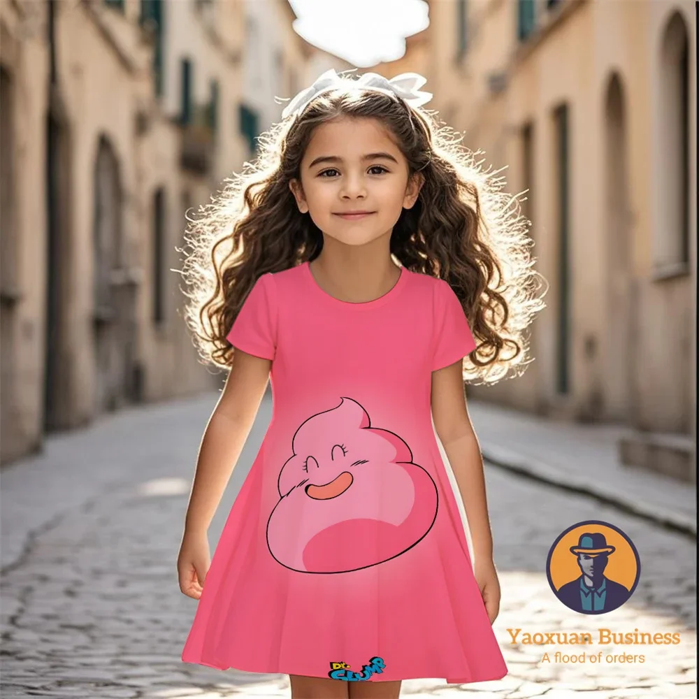 2025 رائجة البيع Arale الفتيات الأطفال فستان مُزين بطباعة ثلاثية الأبعاد لطيف جميل كول الصيف الكرتون