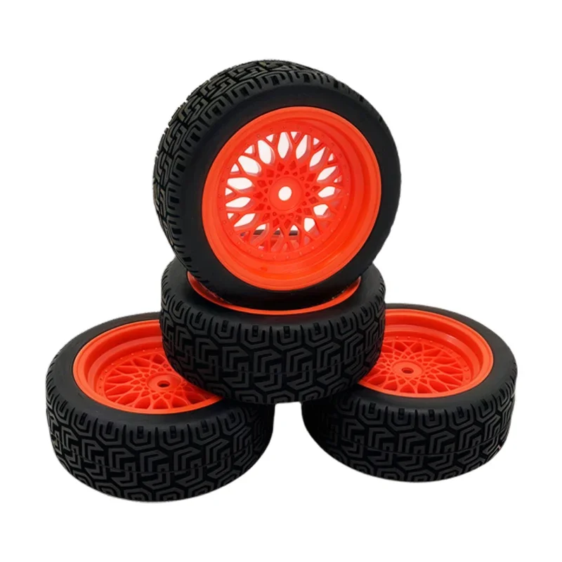 Modelo de coche RC 1/10, neumático plano para carreras de carretera TT01, fuerte agarre y resistente al desgaste, buje de nailon de 70MM