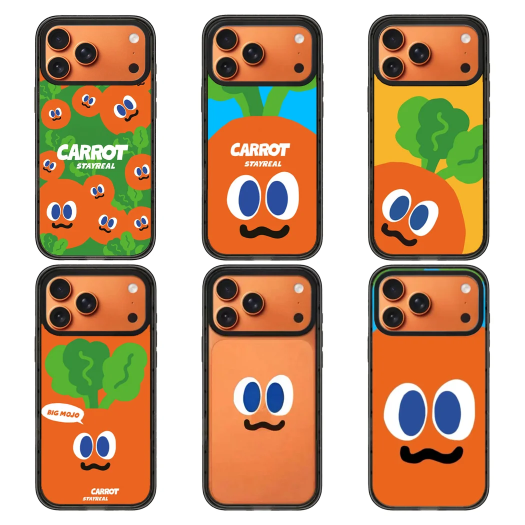 

Orange Carrot 2.0 Acrylic Black Border Phone Cover for IPhone 12 13 14 15 16 17 Pro Max Case for IPhone 17 Air