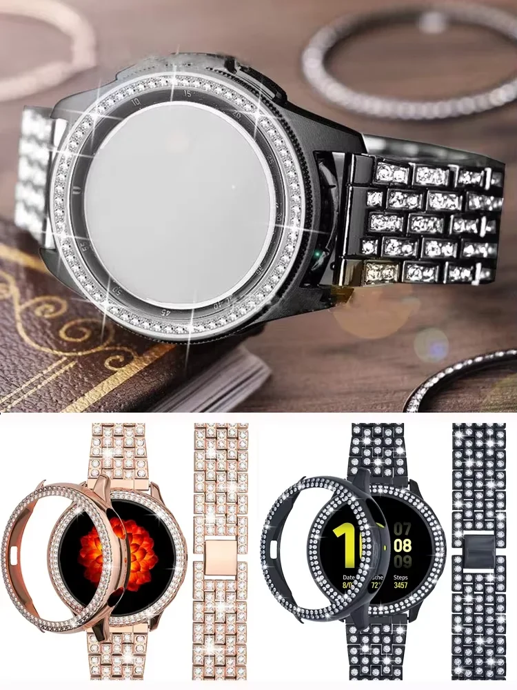 

20mm 22mm Diamond Band for Samsung Galaxy Watch 7/FE/6/5/pro/4/Classic/Active 2 Metal Bracelet Amazfit GTR 4/GTS 4/2/2e/3 Strap