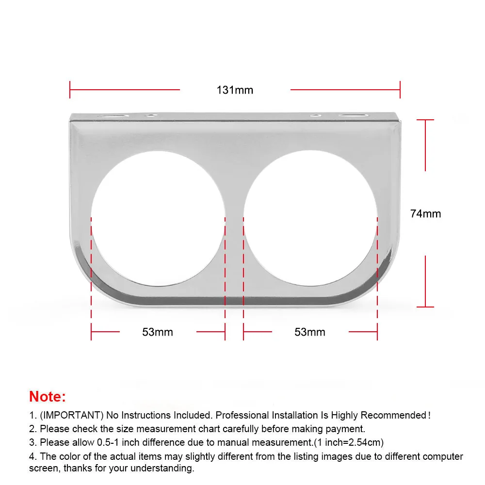 52mm Universal Dual Gauge Under Dash Mounting Bracket Pod Steel Double Hole Instrument Mount