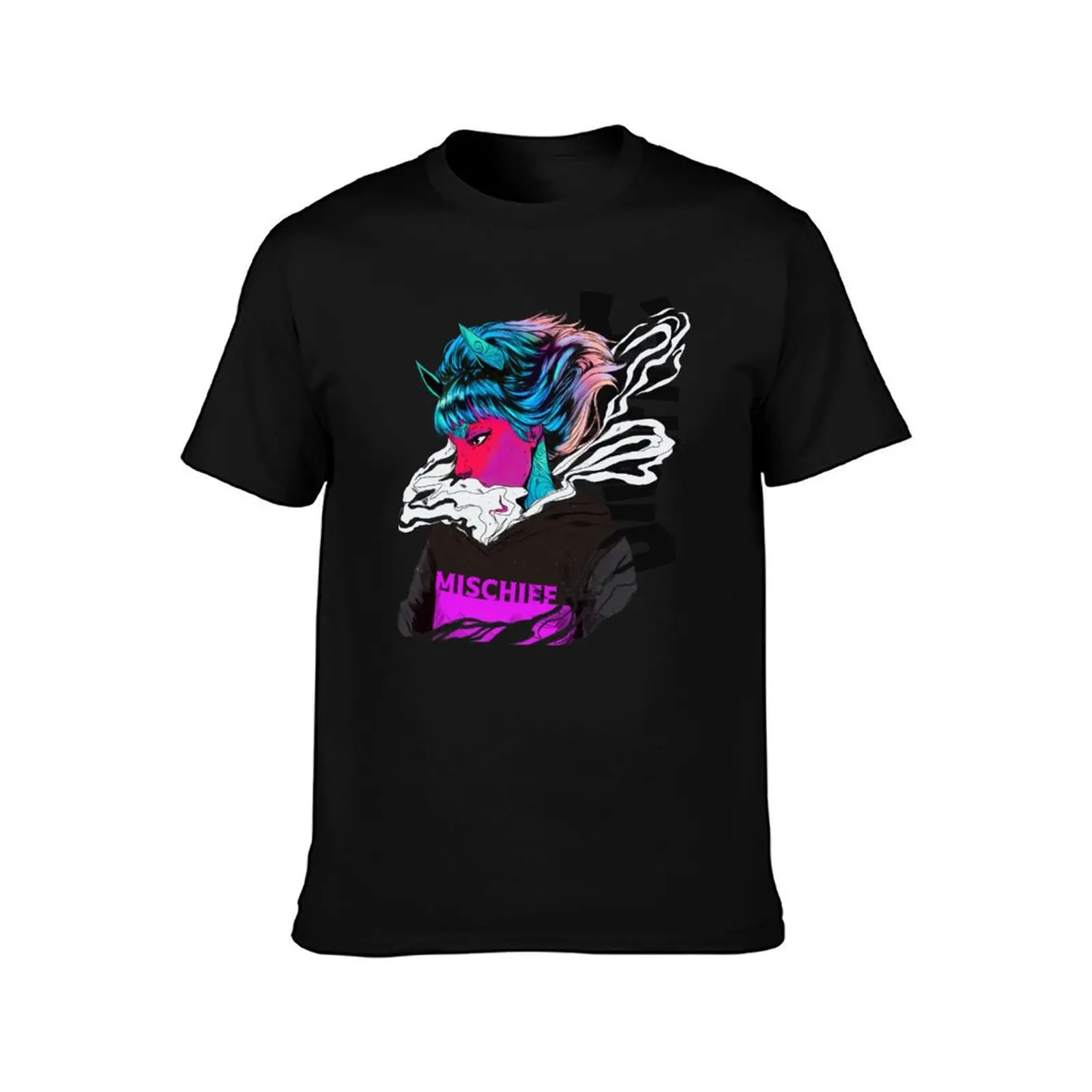 Demon of Mischief T-Shirt Summer Casual Cotton Tee Oversized Streetwear Tops Vintage Graphic Print Loose Fit Short Sleeve