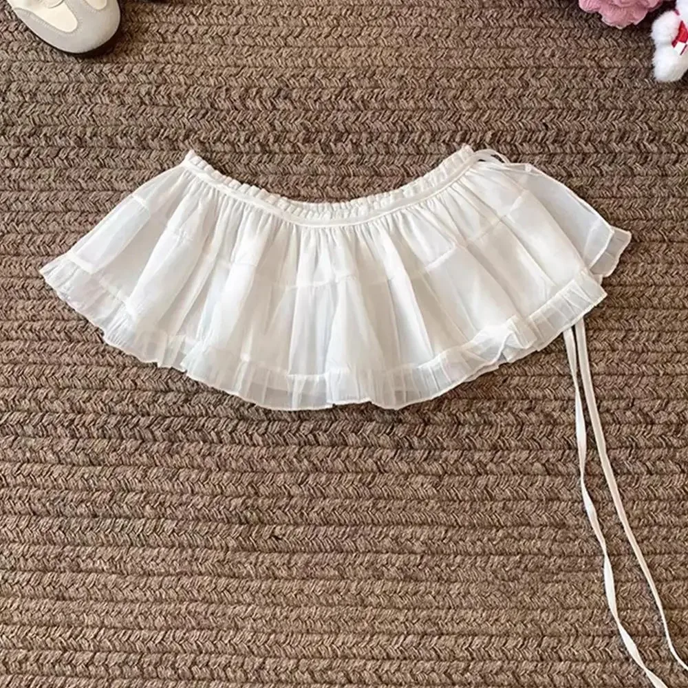 Fashion Korean Style Layered Gauze Skirt Sweet Hight Waist Short Fart Curtain Skirts One Piece Mini Skirts for Summer