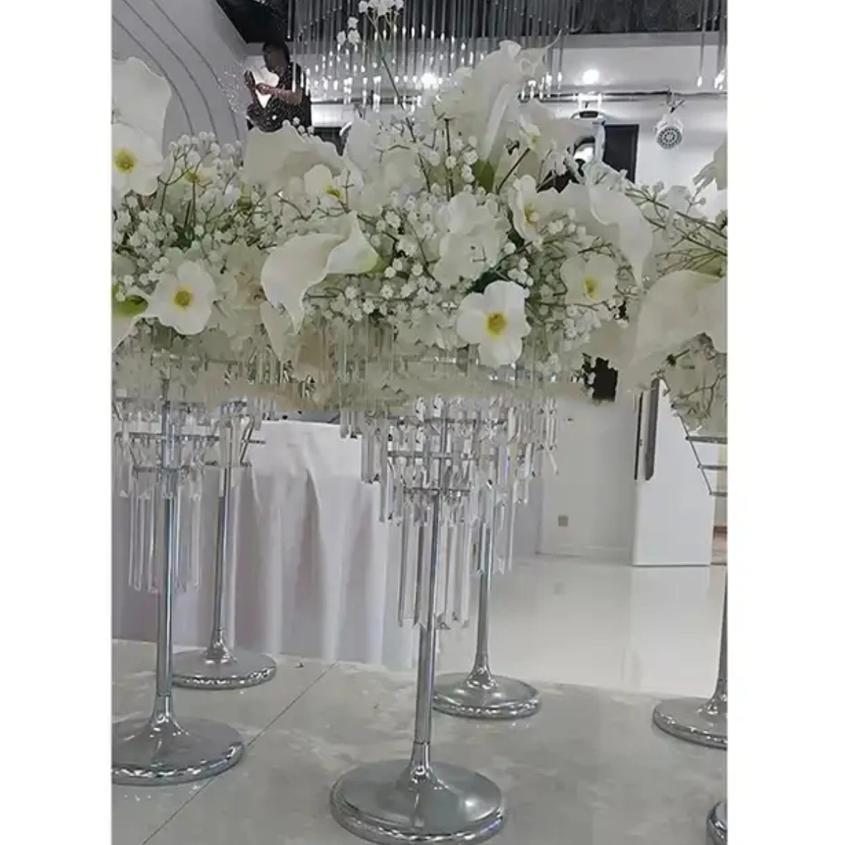 4pcs/12pcs 60cm/120cm) Event Table Decoration Gold Silver Candle Holder Metal Flower Stand Centerpiece for Wedding Table