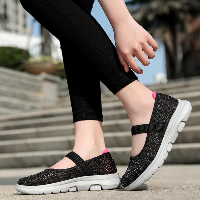 STRONGSHEN Summer Women Hollow Breathable Flat Shoes Lightweight Casual Vulcanized Walking Shoes Tenis Feminino Zapatillas Mujer