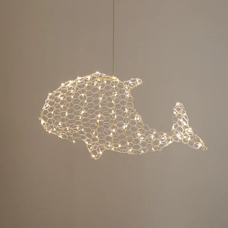 Modern Nordic LED Starry Decoration Wire Net Mesh Cloud Shape Metal Weaving Iron