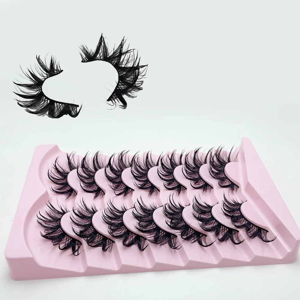 7 Pairs Wet false eyelashes Fluffy Fairy Cat Eyelashes 3D Cat Eye Lashes,Faux Eyelashes,Natural Long Full Strip Lashes Winged