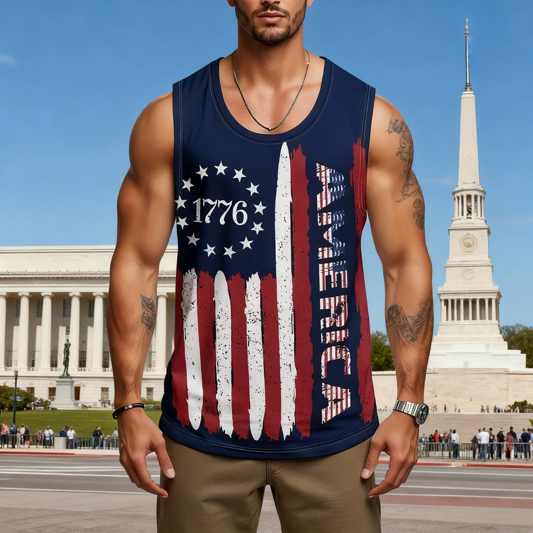 

Модная майка на день независимости, унисекс, 3D принт, американский флаг, графическая уличная футболка без рукавов, летний спортивный жилет для спортзала