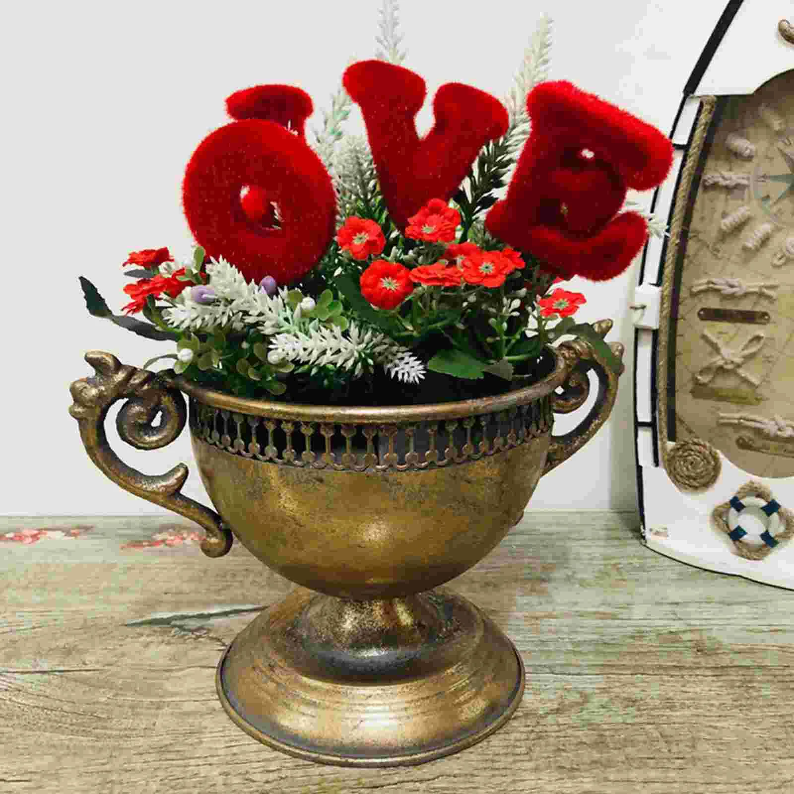 

Vintage Flowerpot Vases Decorative Metal for Home Iron Planter Arrangement Office Centerpieces Hanging Baskets Outdoor