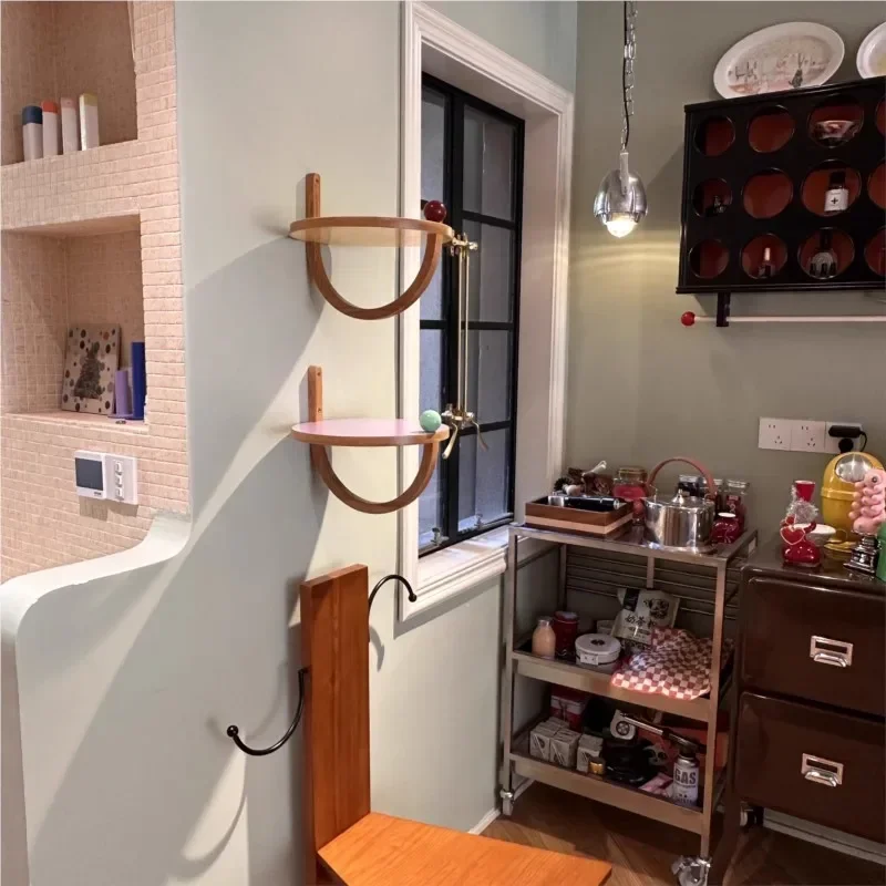 MOMO-Solid Wood Shelf for Home Decoration, Round Ball Trick Series, Multi-Color Storage, Fashion