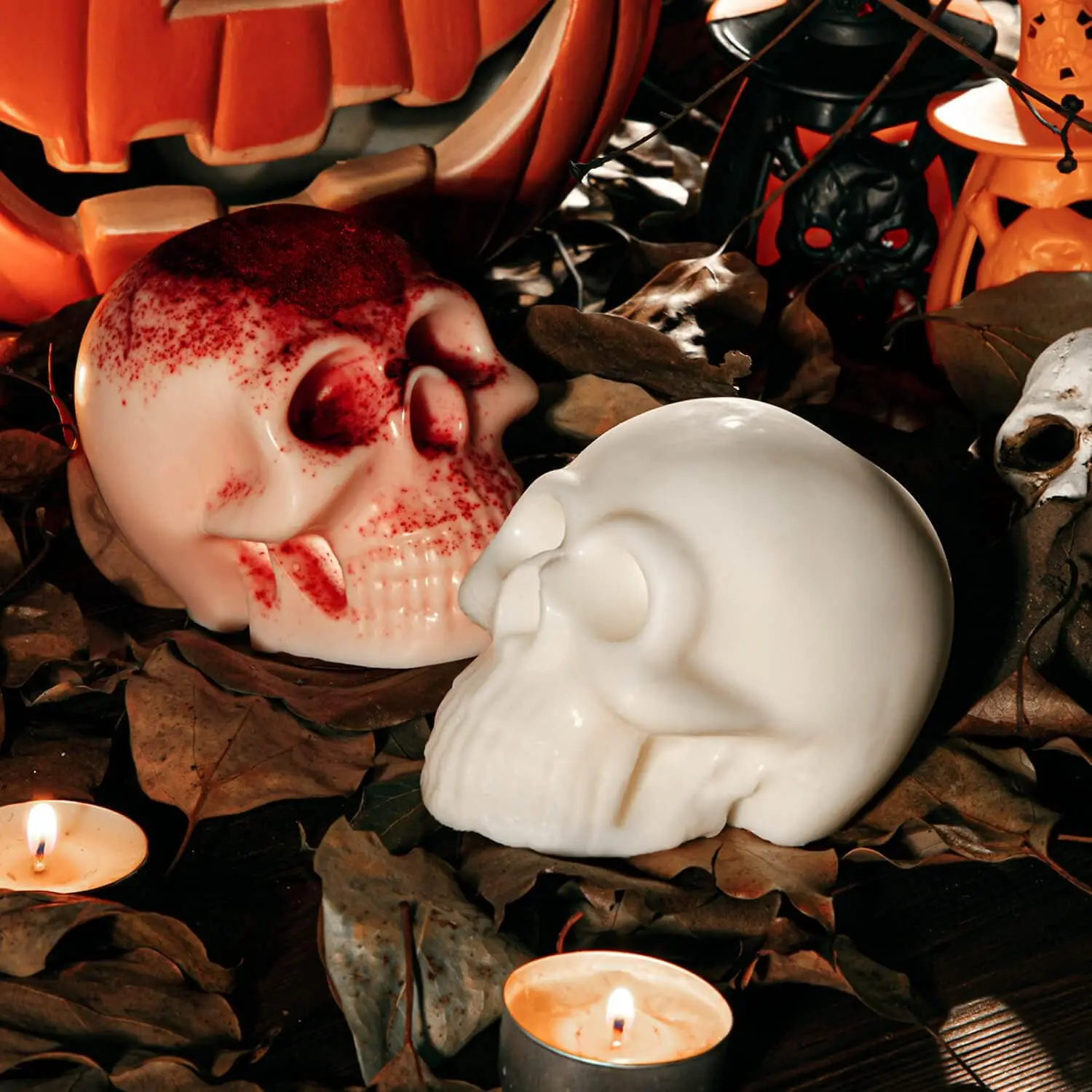 3D Skull Resin Molds Halloween Molds | Skull Candle Molds Silicone Skull Shape Triple Pumpkin Handmade Candle Making Mould