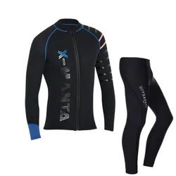 Dive & Sail-Genuine Neoprene Wetsuit for Men, Long Sleeve Jacket and Pants, Close Body Diving Suit, 3mm