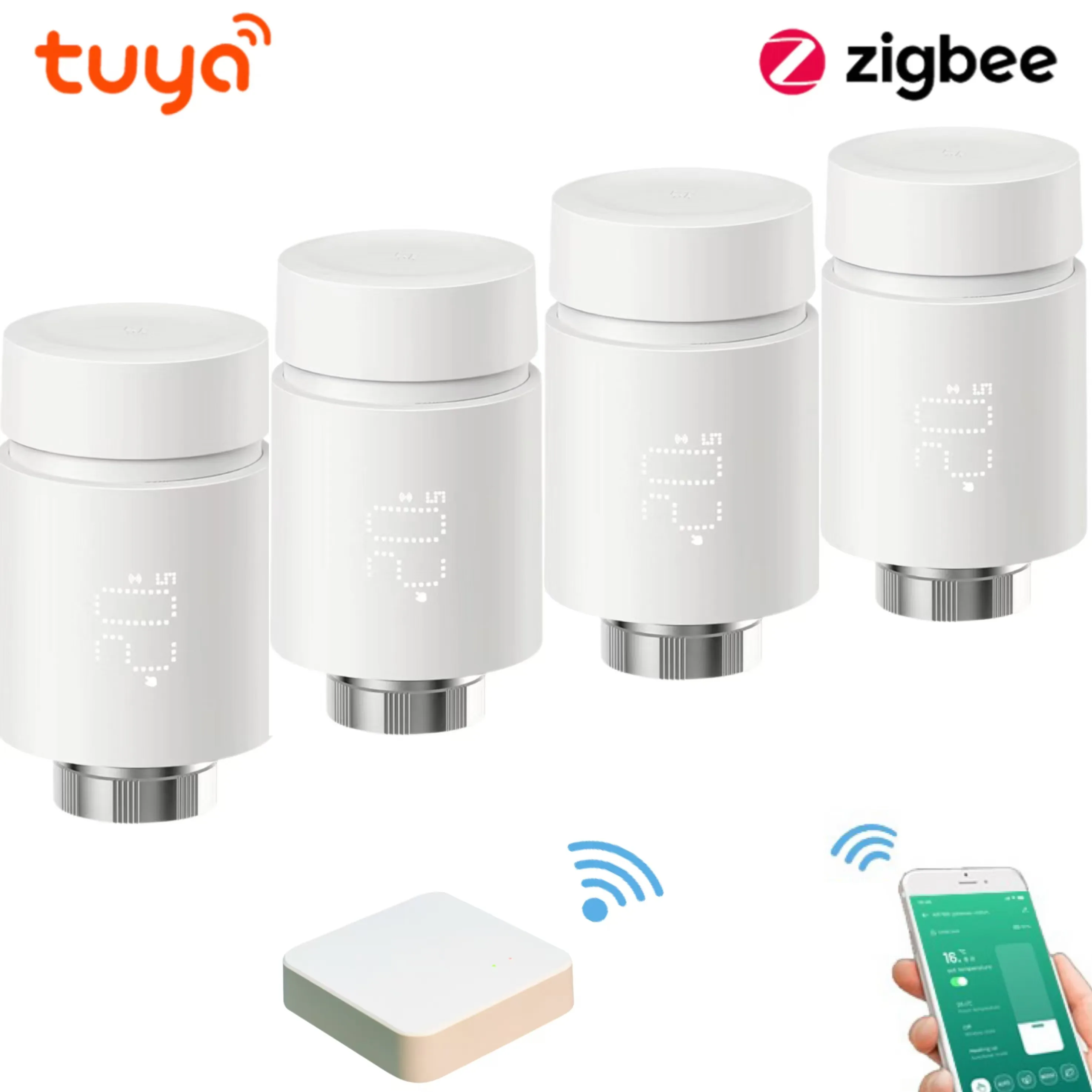 

Умная головка привода радиатора Tuya ZigBee TRV Zigbee Tuya, термостатический клапан радиатора, дистанционный регулятор температуры Alexa Google