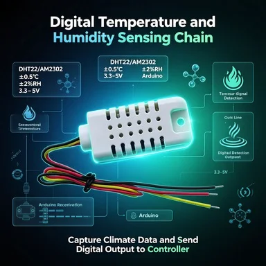 AM2302 DHT22 Temperature Humidity Sensor Module, High Precision ±0.5℃, 0-100%RH, with Wire