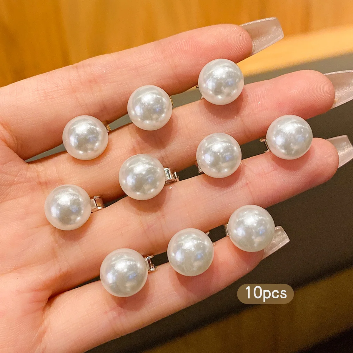 イミテーションパールヘアクリップ,10個,毎日の使用に適しています,エレガントで甘いヘアアクセサリー