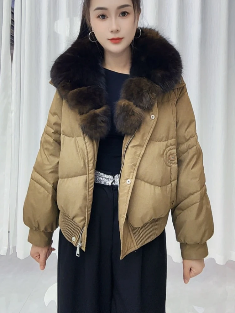 Women Short Coat Thick with Fur Collar Zipper Closure Casual Luxury Jacket Street Style City Fashion Fall Winter Cold Weather