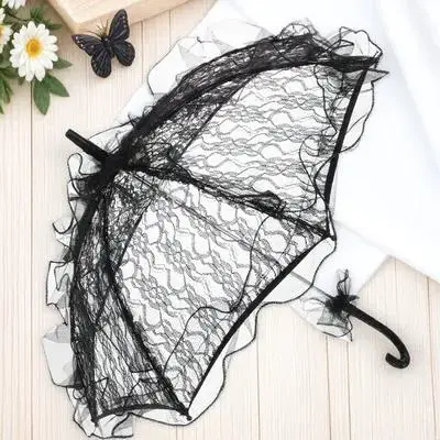 

Lace Umbrella For Weddings Bridal Parasol Black Lace Performance Umbrella Outdoor Ceremony Decor Bridesmaid Wedding Prop