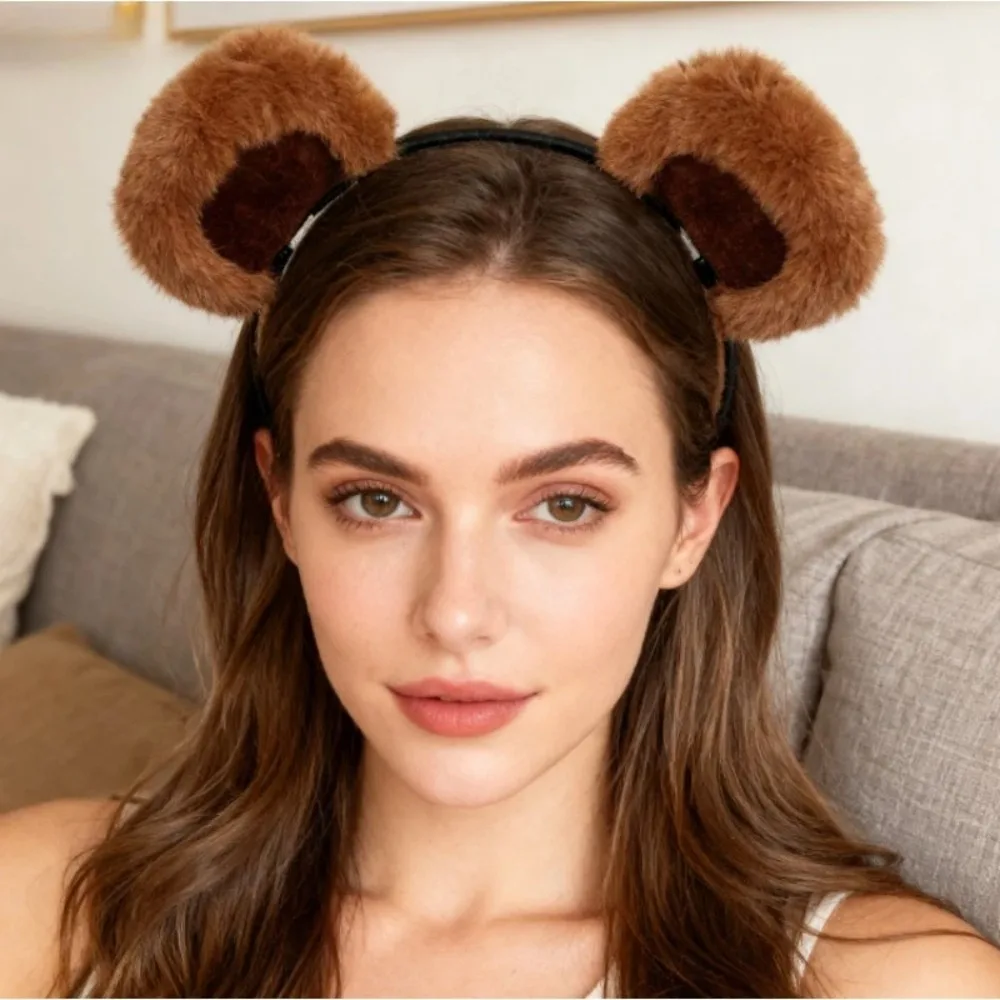 

Милая плюшевая повязка для волос с ушками панды для женщин, аксессуар для умывания, макияжа и спа-процедур
