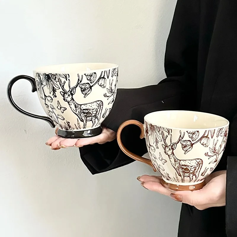 

500ml Couple Water Cup Creative Ceramic Mug Office Afternoon Tea Latte Coffee Cup Modern Home Breakfast Oat Milk Cup Drink Gifts