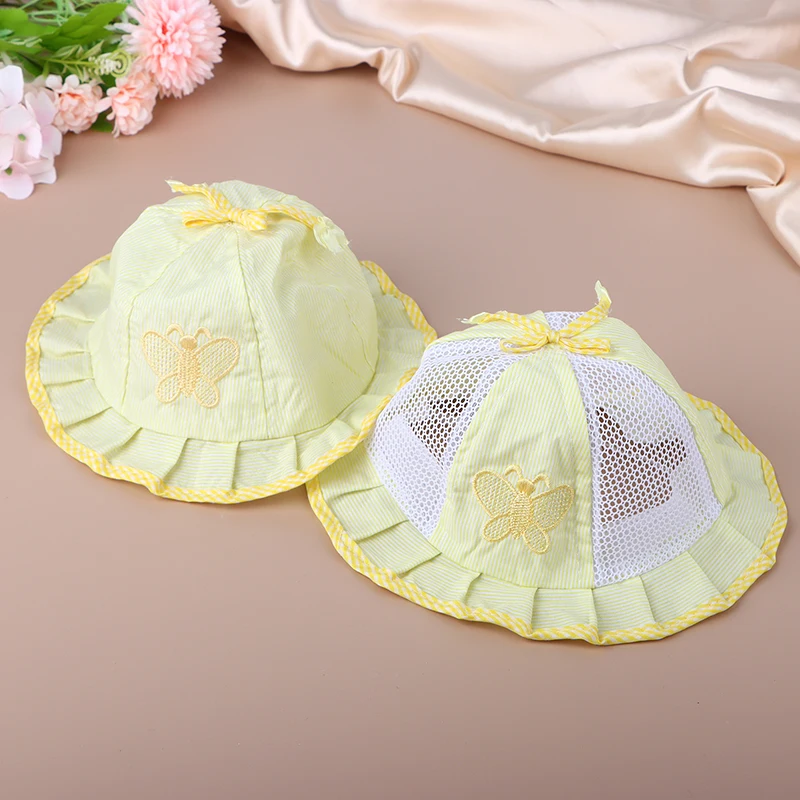 1PC Baby Hat Girl Summer Bucket Fisherman Hat for 3 to 12 Months Infant Girls Toddler Sun Hats Summer Flower Bow-knot Style