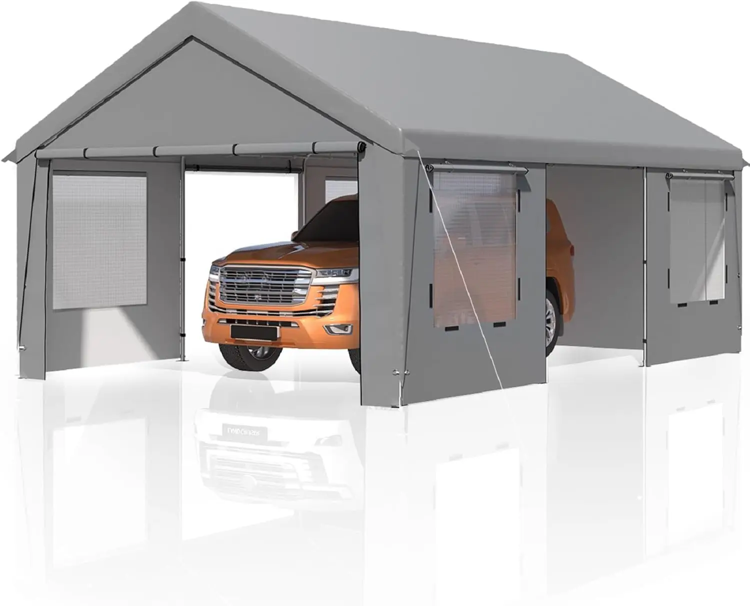 13x20 Ft Heavy Duty Carport, Portable Garage with Steel Frame & UV Protection, Removable Sidewalls All-Season, Customized